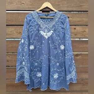 East Essence Women’s Floral Embroidered Tunic Kurti Cotton Dress